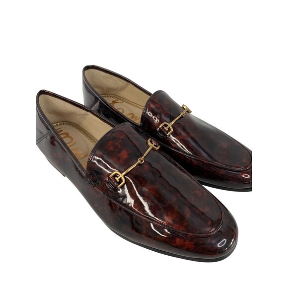 Sam Edelman Loraine Faux Patent Leather Loafers Tortoiseshell Gold Bit Size 10M - Picture 10 of 11